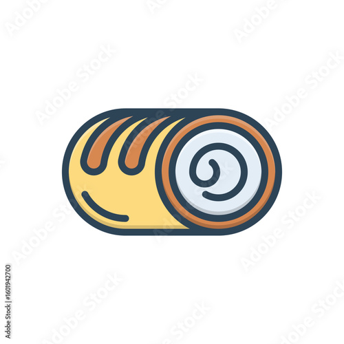 Color illustration icon for chocolate roll
