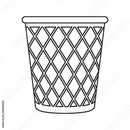 Wire mesh trash can icon for an office or home a wastebasket for garbage disposal recycling and keeping a clean and tidy environment