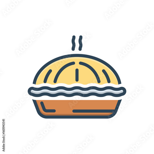 Color illustration icon for pie