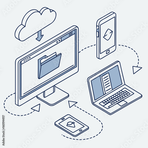 Cloud computing concept — a modern digital solution enabling on-demand data storage, processing, and access via the internet, revolutionizing business, IT infrastructure, and remote collaboration.

