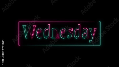 Cyberpunk “Wednesday” Neon Glitch Text  Futuristic Holographic Typography for Motion Graphics & UI Animations
