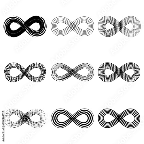 Infinity symbol set vector icons collection for stock marketplace design