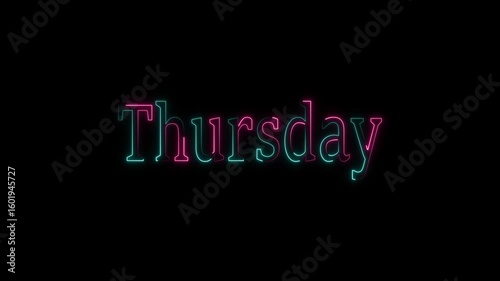 Cyberpunk “Thursday” Neon Glitch Text  Futuristic Glowing Typography for UI & Motion Graphic Projects

