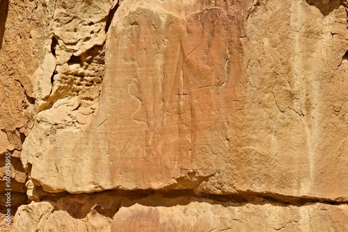 Petroglyph on a cliff wall at Chaco Canyon Pueblo, New Mexico.