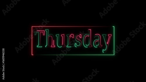 Cyberpunk “Thursday” Neon Glitch Text  Futuristic Glowing Typography for UI & Motion Graphic Projects
