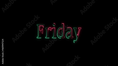 Cyberpunk “Friday” Neon Glitch Text  Futuristic Glowing Typography for Motion Graphics & UI Design


