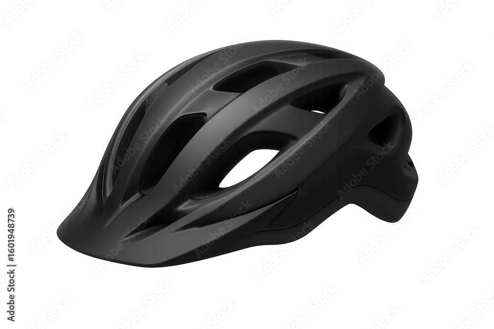 Fototapeta premium Black bicycle helmet providing maximum safety protection during cycling, studio-lit against transparent backdrop