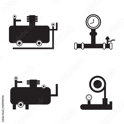 compressor workshop icon set vector design