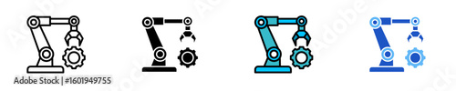Robotic Arm  Icon Set Multiple Style Collection