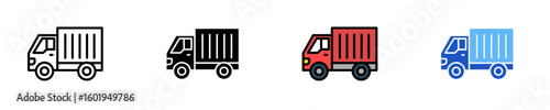 Cargo Truck  Icon Set Multiple Style Collection