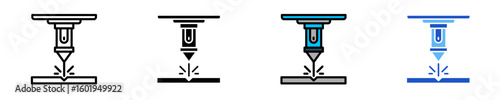 Metal Cutting Machine  Icon Set Multiple Style Collection