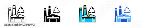 Recycling Facility  Icon Set Multiple Style Collection