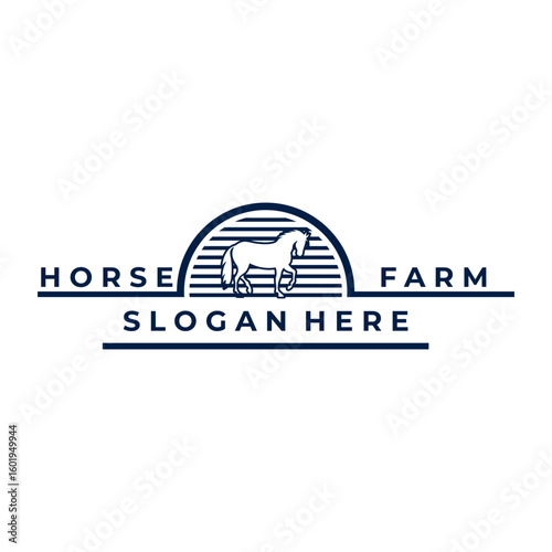 Horse Farm simple logo design vector template