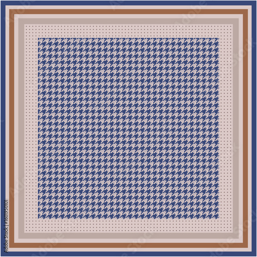 Classic Houndstooth Seamless Pattern Scarf Design in Soft Neutral and Blue Tones for Fabric, Textile, Fashion Print, or Packaging Use