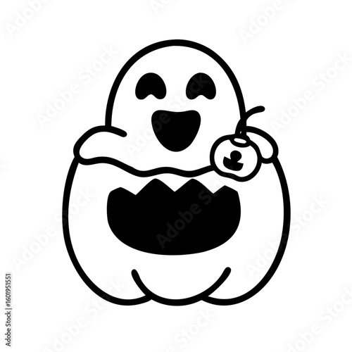 Ghost cute Halloween vector pictogram