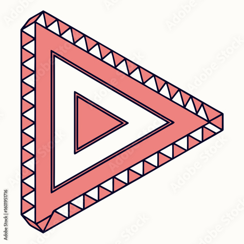 Pink Triangular Play Button with Decorative Border