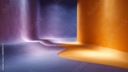 Wallpaper Mural Abstract interplay of smooth curved surfaces in purple and orange hues with soft lighting Torontodigital.ca