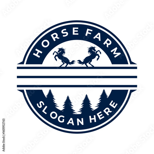 Horse Farm vintage logo design vector template. Farm Horse Badge logo design