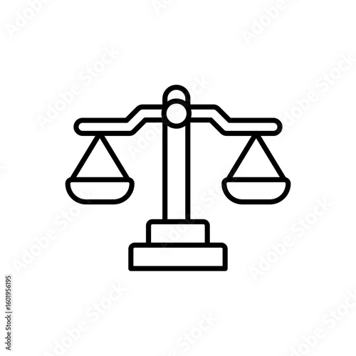 Scale of Justice Black Outline Icon. Scale Balance Symbol. Easy Editable Stroke