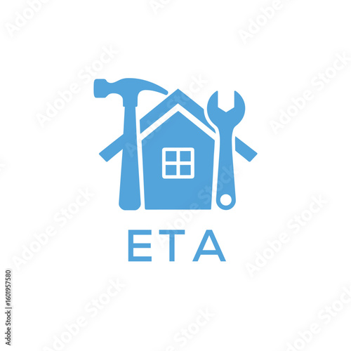 Home Repair Service Logo with Hammer and Wrench Icon –ETA Branding Design. ETA Letter Logo.
