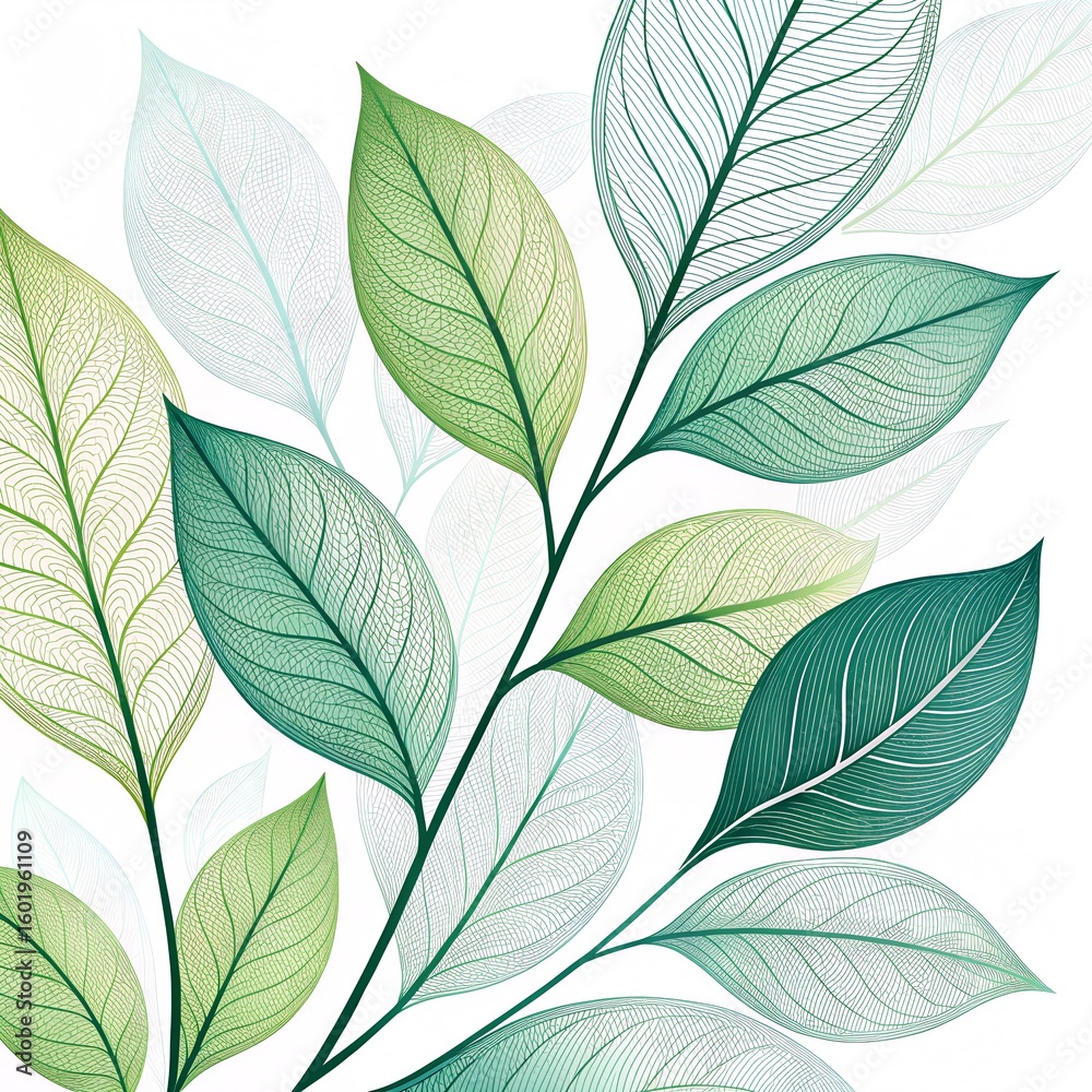 Seamless pattern featuring green leaves, perfect for a natural floral design or wallpaper Seamless pattern featuring green leaves, perfect for a natural floral design or wallpaper