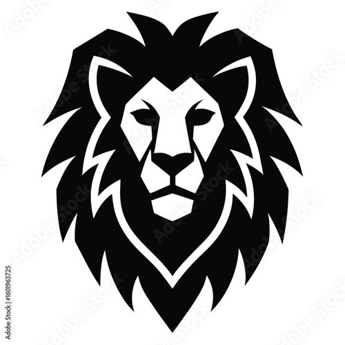 lion head logo design  bold vector silhouette  cen.eps