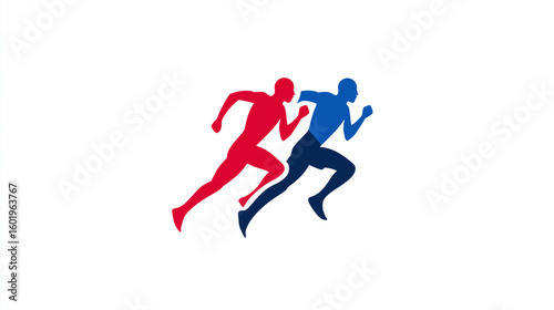 Two - Tone Runner Silhouette Logo, Competitive Sports Design