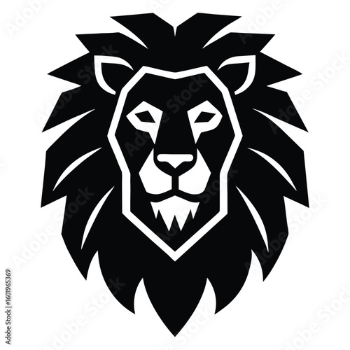 stone lion head sculpture style logo in clean vect.eps