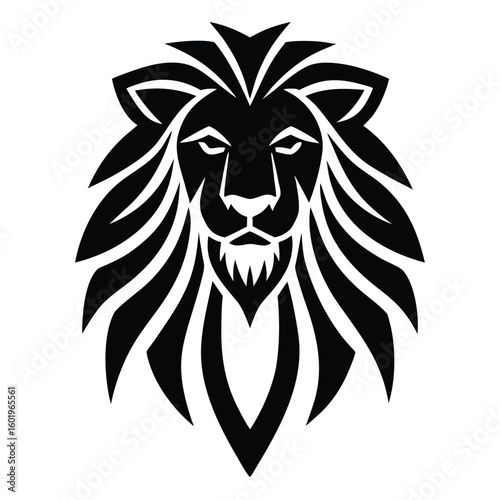 stylized african lion logo with tribal texture man.eps