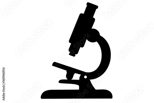 microscope silhouette vector, medical and research icon