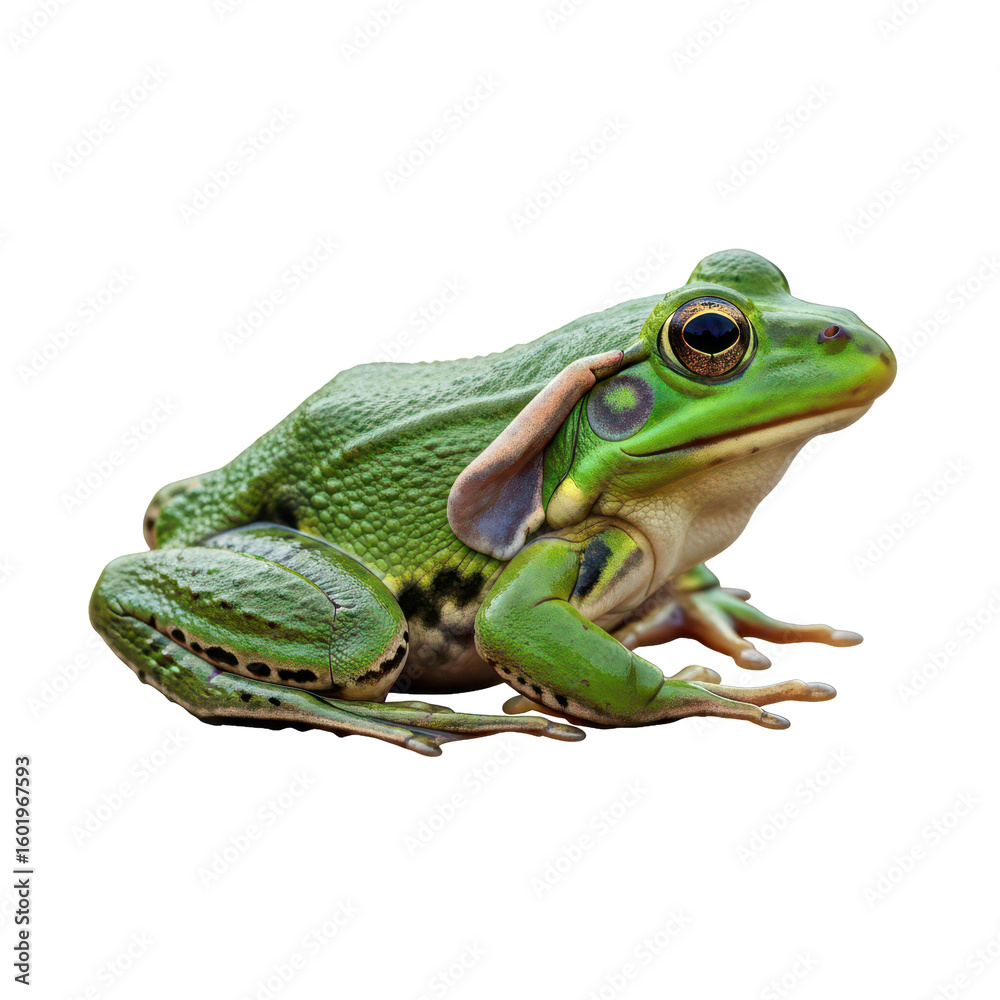 Fototapeta premium Green Frog with Distinctive Fold Behind the Eye