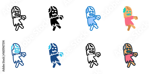 Zombie icon set multiple style collection 
