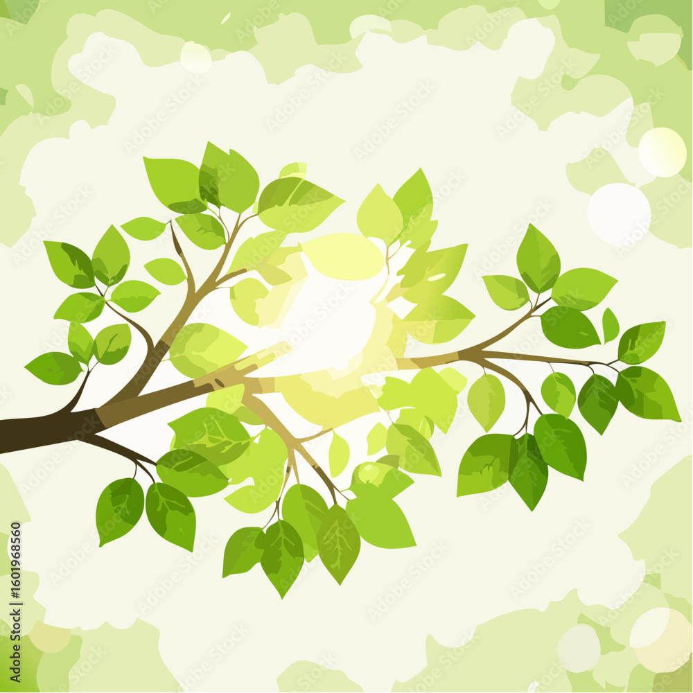Obraz premium Rich green tree branch with roundish bokeh