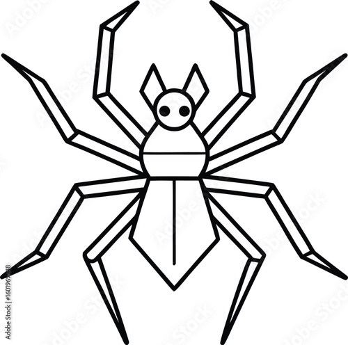 Stylized line art illustration of a spider with eight legs