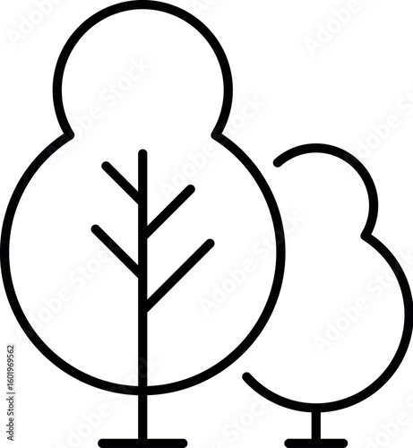 Trees in Forest Minimalistic Thin Line Icon for Web and Graphic Design, Apps, Banners, Social Network and Cards