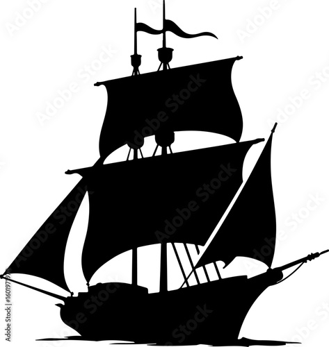 pirate ship silhouette, ship, boat, sea, sail, sailboat, sailing, pirate, silhouette, nautical, vessel, ocean, old, vector, yacht, water, travel, mast, illustration, galleon, frigate, transportation, 