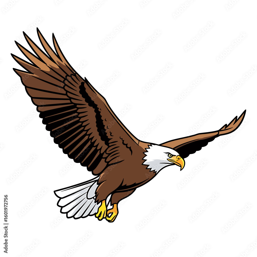 Obraz premium Majestic Bald Eagle in Flight, Detailed Illustration