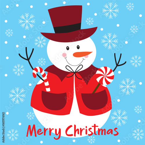 Cute snowman vector for Christmas greeting card