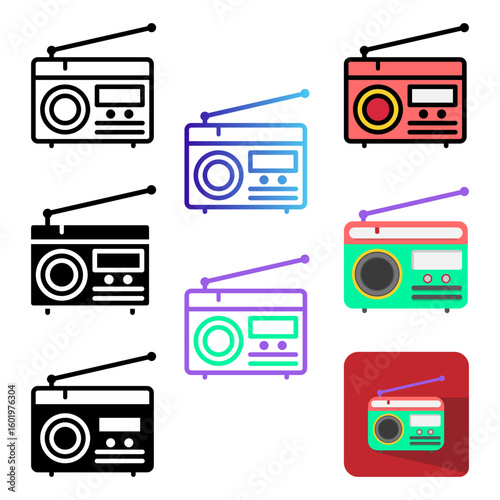 Set Radio Icon. Editable Stroke Icons. Perfect for web, mobile apps, and software.