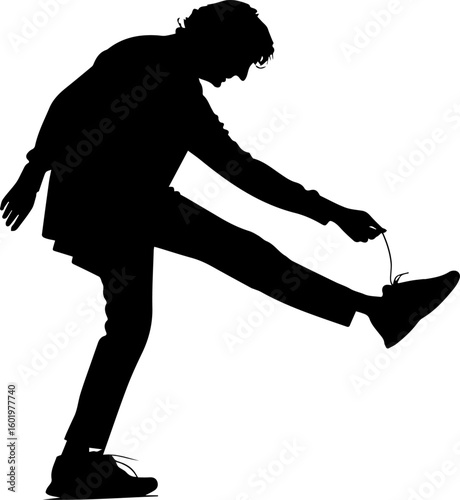 Person Tying Shoelace Silhouette - Preparation and Balance