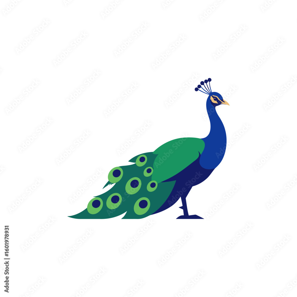 Fototapeta premium Elegant Peacock Illustration Vibrant Blue and Green Feathers