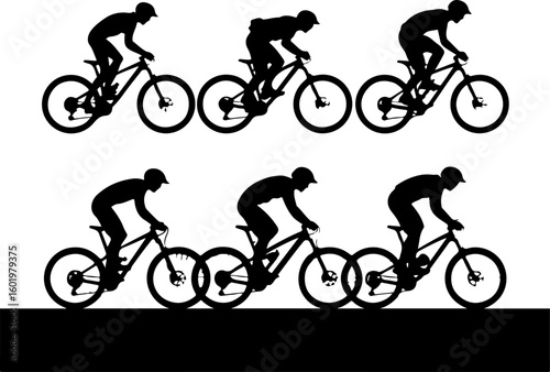 Mountain Biker Silhouette Collection" bundle vector
