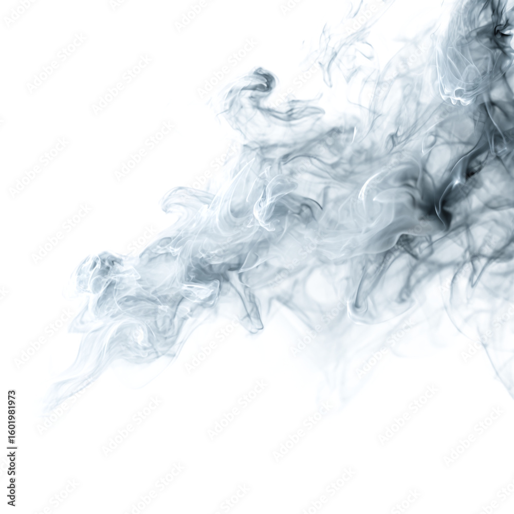 Fototapeta premium Wispy white smoke rising. Fog overlay texture for dreamy, abstract, or cinematic effects, isolated on transparent background.