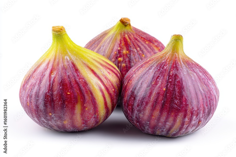 Obraz premium Several ripe figs on a white backdrop with cutout