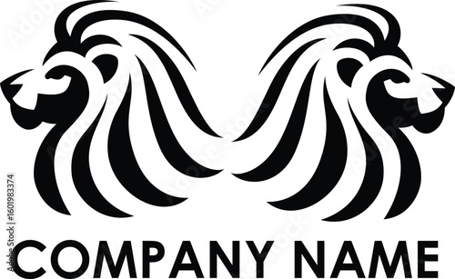 Lion head emblem logo design. Lion head line art vector icon