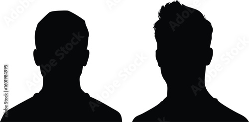 Two Silhouetted Men with Different Haircuts Crew Cut and Modern Quiff Style