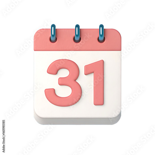 Calendar Icon with Date 31 – Colorful Flat Style Illustration for Planner, Reminder, and Time Management Concepts