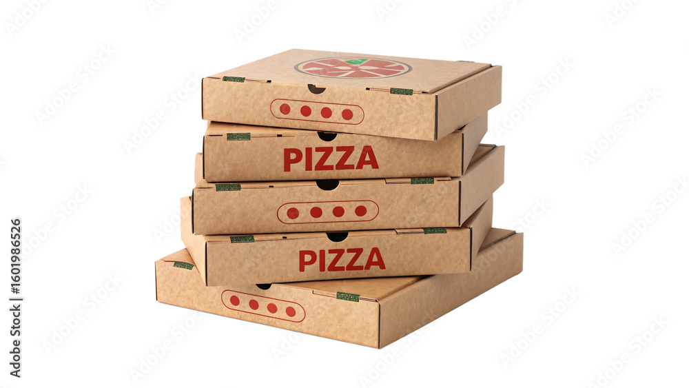 A stack of pizza delivery boxes isolated on transparent background A stack of pizza delivery boxes isolated on transparent background