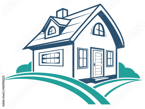 A woman cleans in front of a charming home, symbolizing home maintenance.