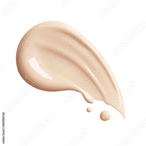 Smooth makeup foundation swatch on surface isolated transparent background